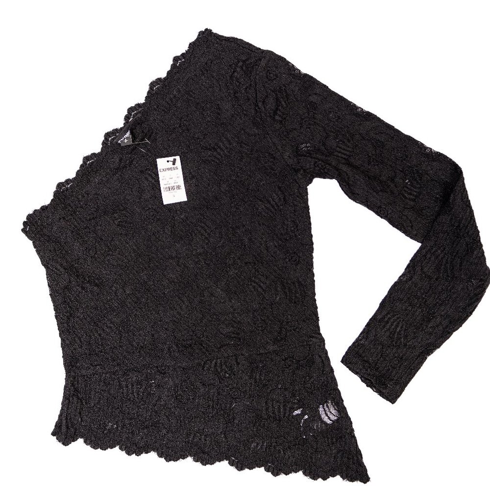 Express NWT one shoulder long sleeve lace top